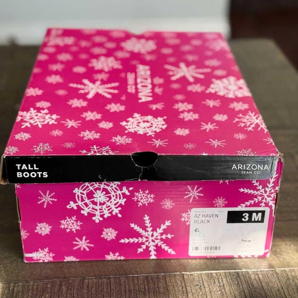 NWT Arizona Girls Black Knee High Boots Size 3 Trendy Festival Style